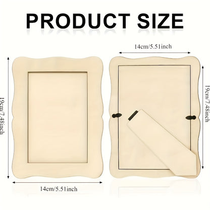 Unfinished Wave-Shaped Wooden Picture Frames for 5.5x7.5 Photos - Natural Solid Wood DIY Craft Frames, Contemporary Rectangular Vertical Design for Painting, Birthdays, Weddings, Home Decor, Wood Pieces for Crafts, Photo Display Frames