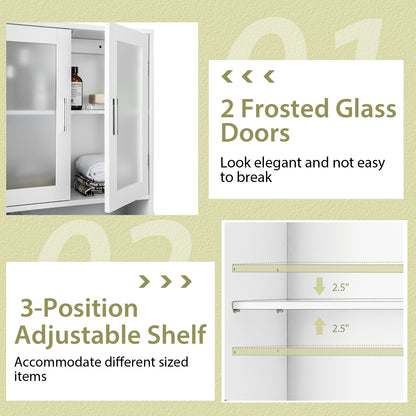 Over the Toilet Storage Cabinet - Space-Saving Bathroom Organizer with Adjustable Shelf, Freestanding Bathroom Cabinet with Heavy-Duty P2 MDF Construction, Over-The-Toilet Storage Rack for Bathroom