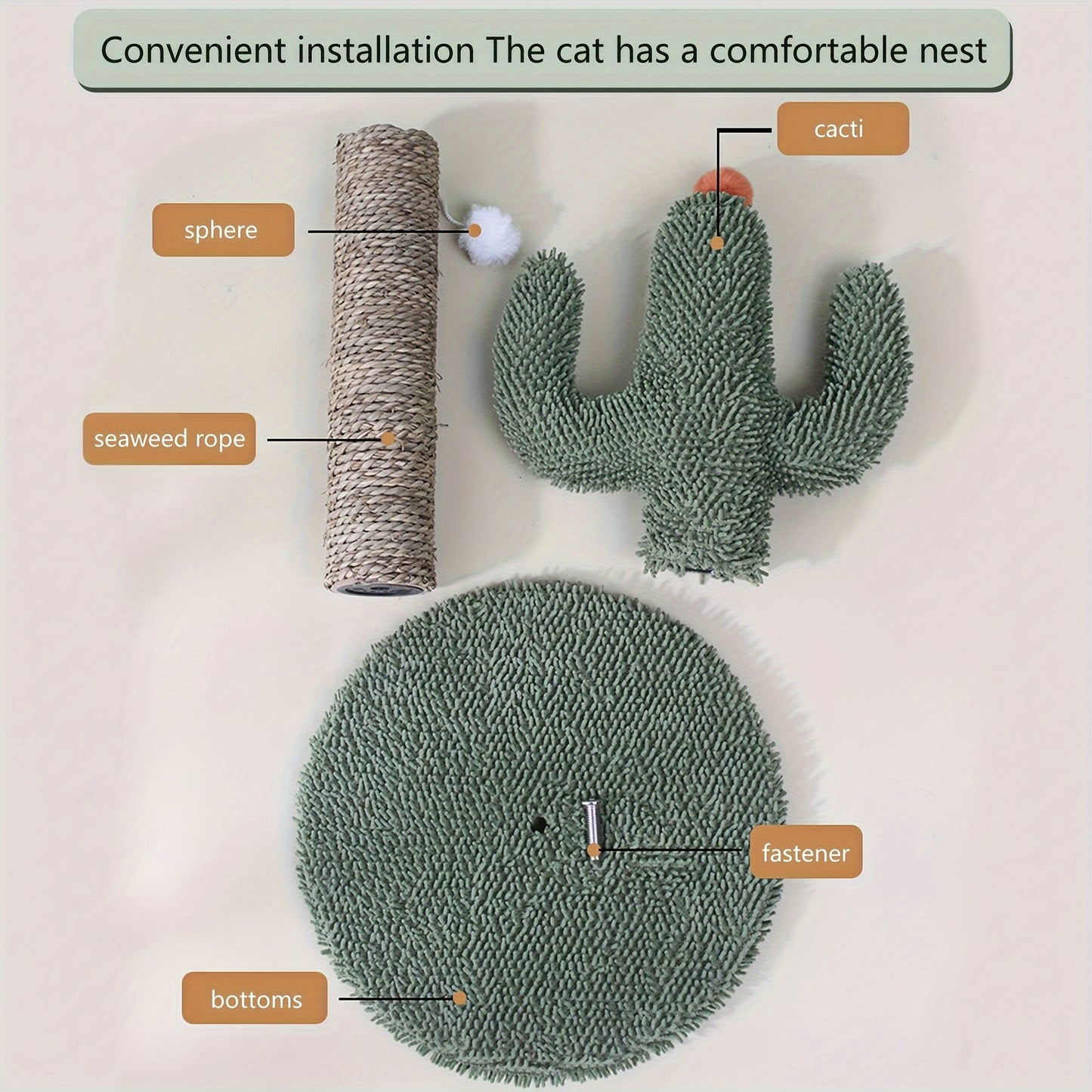 Durable Cactus Cat Scratcher, Engaging Fun Indoor Play Toy, Promotes Claw Health And Active Exercise, Christmas And Halloween Gift