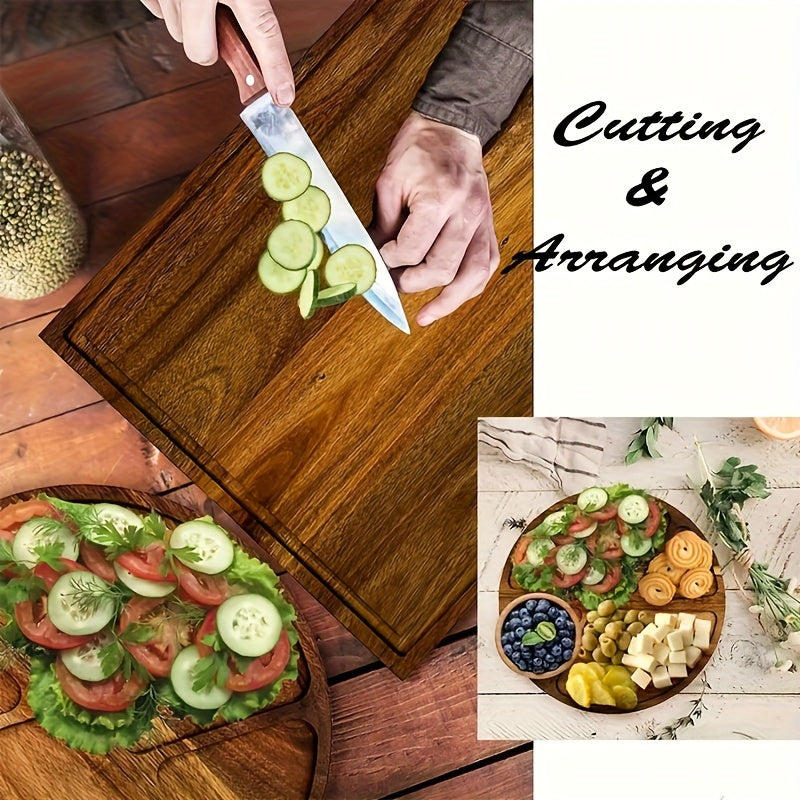 Extra Large 30" X 13" Magnetic Acacia Wood Charcuterie Board Cheese Board Set With Handles For Housewarming Gifts, Christmas And Halloween Gift
