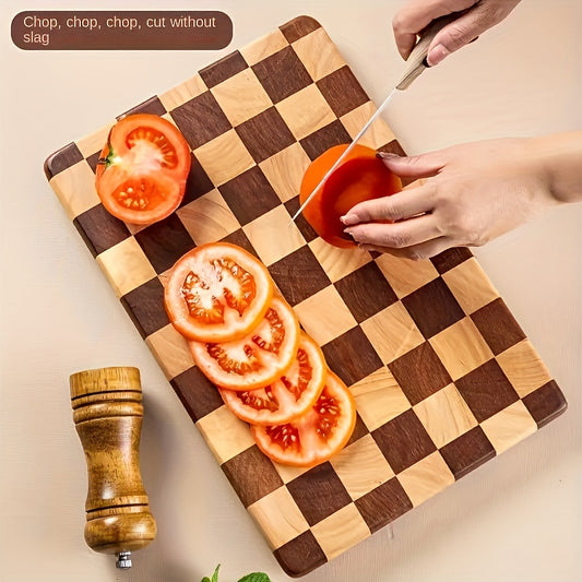Premium Oak Wood Cutting Board for Kitchen - Thick, Durable Butcher Block with Checkerboard Design, Ideal for Chopping Vegetables, Fruits, Steak, And Bread - Food Contact Safe, Multi-Purpose Board, Christmas Gift