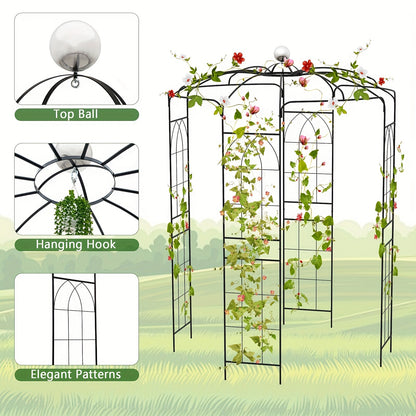 9.4' High x 6.8' Wide Birdcage Shape Arch w/Hanging Hook French Style Wedding