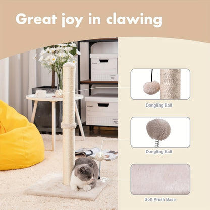 ECOBOOM 34" Tall Cat Scratching Post Kitten Scratcher Sisal Scratch Posts Trees With Hanging Ball For Indoor Cats