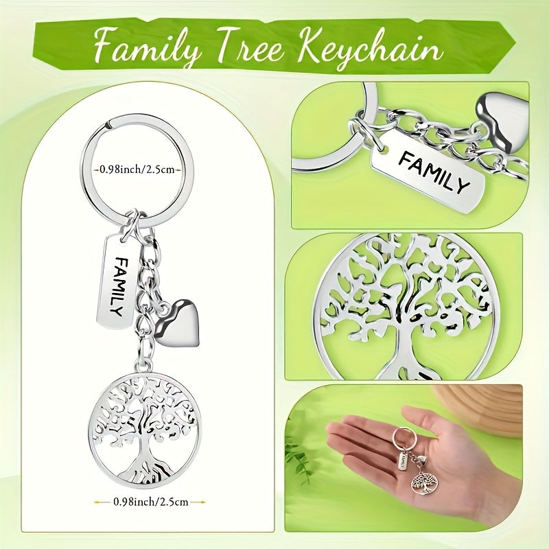 40 Sets Tree Of Life Key Rings Family Party Decorative Keychain Bulk Set with Card And Organza Pouch, Perfect Gift for Family Day