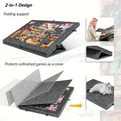1000/1500pcs Large Jigsaw Puzzle Board with 6-Drawer Storage System, Foldable Table with Built-In Stand & Protective Cover - Portable Organizer with Puzzle Piece Holders, Space-Saving Design for Easy Assembly & Storage