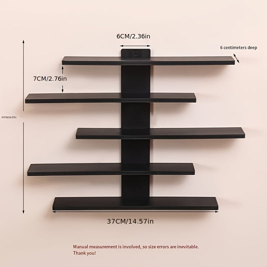 Adjustable 5-Tier Wall Mounted Display Shelf - Modern Floating Shelves For Collectibles, Toys, Action Figures & Dolls | Space-Saving Storage Rack For Home Decor, Building Blocks, Statues & Room Organizing