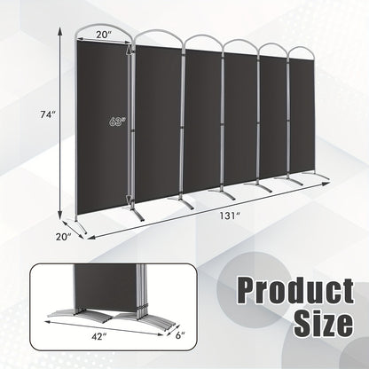 6 Panels Folding Privacy Screen 6 Ft Tall Fabric Privacy Screen for Home