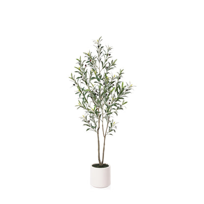 Artificial Olive Trees, 5/6/7 Ft Tall Fake Olive Trees For Indoor, Faux Olive Tree, Large Olive Plants With White Planter For Home Decor And Housewarming Gift