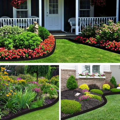 33/66ft, Landscaping Grass And Stone Isolation Belt, Thickened Retaining Strip, Lawn Garden Tree Circle, L-shaped Separation Belt, Root Belt, Black And Green