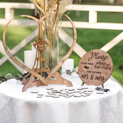 Wooden & Acrylic Love Heart Guestbook Box With 60/80pcs Interchangeable Hearts - Romantic Guest Message Display For Weddings, Housewarming & Bachelor Parties - Handcrafted, No Electricity Needed
