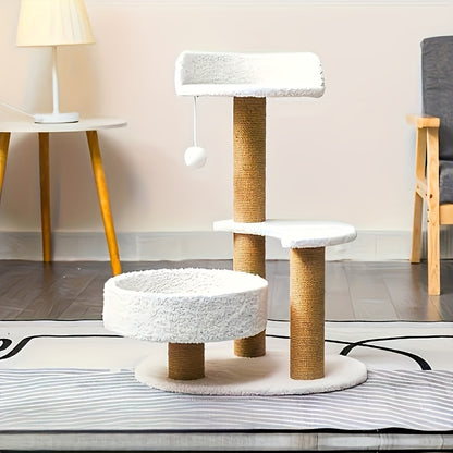 Multi-Level Cat Tree With Scratching Post And Interactive Ball Toy - Perfect Indoor Cat Furniture For Play And Rest