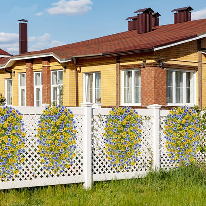 8pcs UV-Resistant Artificial Hanging Vines with Vibrant Blue & Yellow Flowers - Flexible Stems for Easy Shaping, No Maintenance Bohemian Chic Home Decor, Artificial Flowers for Home Decor, Garden Decor, Porch Embellishment, Easy Shaping Vines