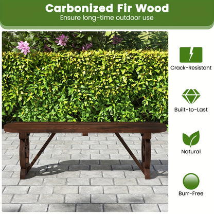 Patio Wood Bench, Outdoor Rustic Wagon Wheel Bench, 2-Person Wooden Outdoor Bench For Patio, Garden, Porch, Park, 710 Lbs Weight Capacity, Brown