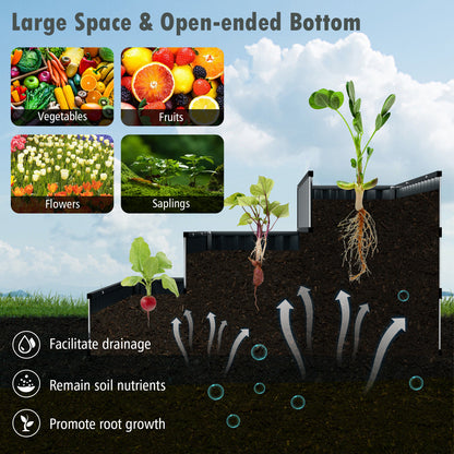 3-Tier Raised Garden Bed, 47" x 47" x 24" Heavy-Duty Metal Outdoor Planter Box w/ Open-ended Base, Elevated Planter Box for Vegetable Fruit Flower Herb, Patio Garden Backyard Raised Bed Kit