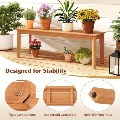 55" Teak Wood Bench - 3-Person Backless Seating with 880 lbs Weight Capacity, Sturdy Solid Wood Deck Bench for Outdoor Patio, Garden, Porch & Backyard - Durable Weather-Resistant Design