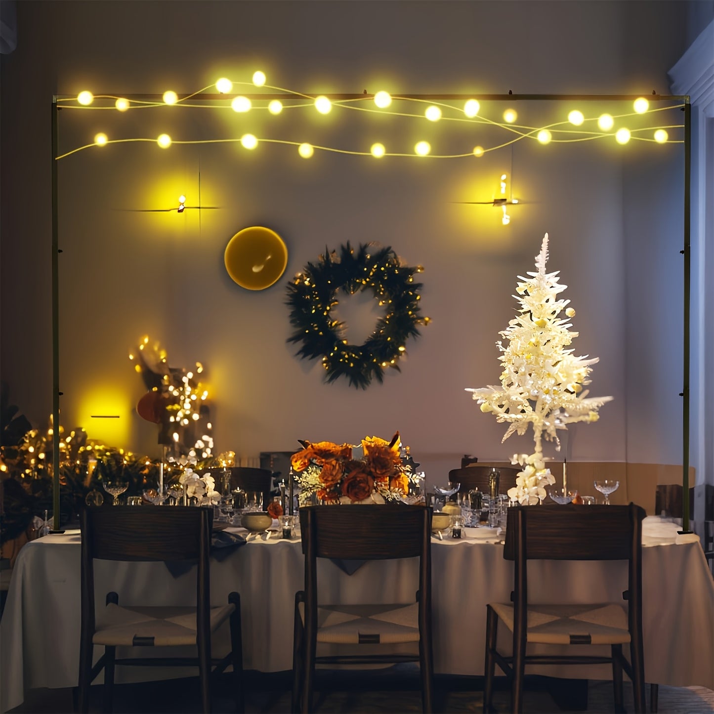 Adjustable Golden & Black Metal Tabletop Arch Stand with Clamps - Versatile Event Decor for Weddings, Parties, Holidays - Perfect for Floral Arrangements, Photo Backdrops & Festive Centerpieces - Sturdy Decorative Stand for Table Displays