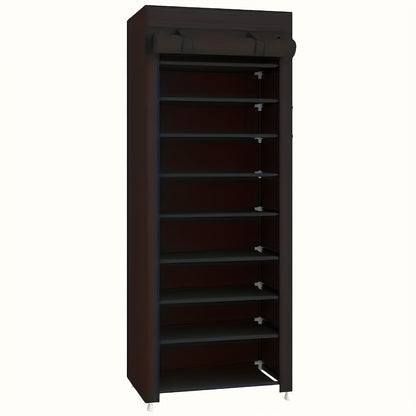 10-Tier High Capacity Shoe Rack with Dust Cover, Space-Saving Design, Easy Assembly, Durable Plastic & Metal Construction, Perfect for Home Entryways and Closets, Holds Up to 8.82LB, Black, Shoe Storage Organizer