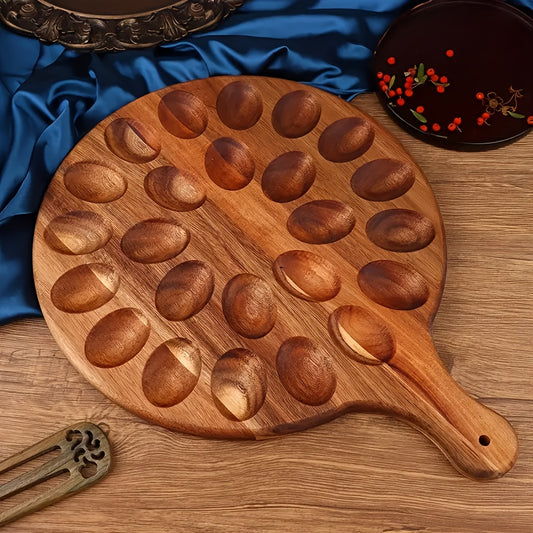 Acacia Wood And Bamboo Egg Platter: Premium 24-Hole Round Charcuterie Board For Artisanal Cheese, Gourmet Meats, And Elegant Deviled Eggs - A Must-Have For Every Kitchen And Dining Experience