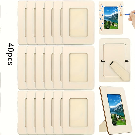 40/80pcs Unfinished Wave-Shaped Wooden Picture Frames for 5.5x7.5 Photos