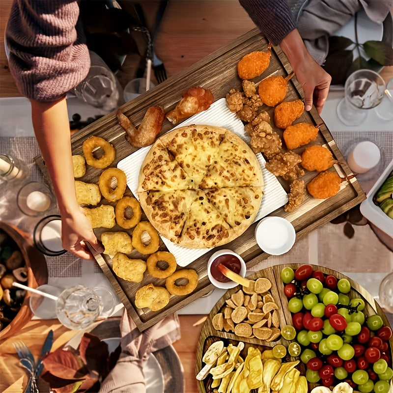 Extra Large 30" X 13" Magnetic Acacia Wood Charcuterie Board Cheese Board Set With Handles For Housewarming Gifts, Christmas And Halloween Gift