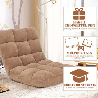 Adjustable 14-Position Floor Chair Folding Lazy Gaming Sofa Chair Cushioned New