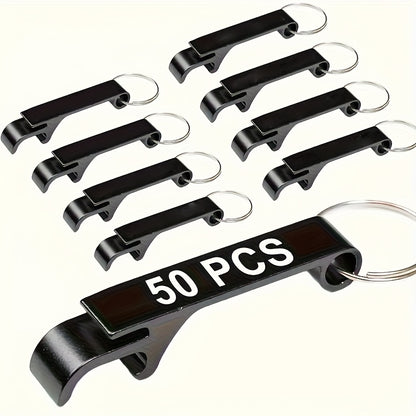 Heavy-Duty Bottle Opener Keychains - Engraved Text, Stainless Steel with Loop