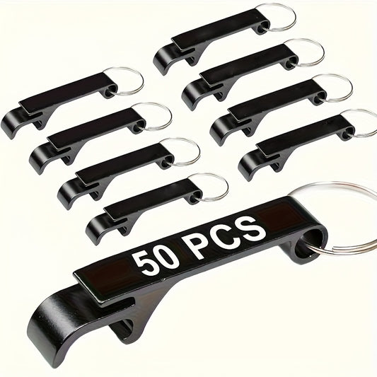 Heavy-Duty Bottle Opener Keychains - Engraved Text, Stainless Steel with Loop