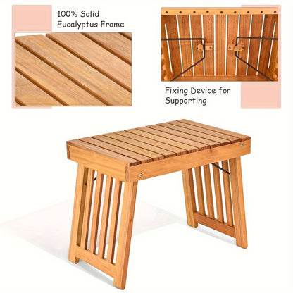 3pcs Wooden Folding Patio Lounge Chair Table Set, Red/White Cushion Pad Pool Deck