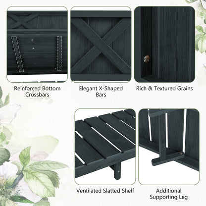 HIPS Raised Garden Bed Poly Wood Elevated Planter Box w/ Legs, Storage Shelf