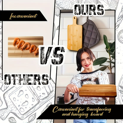 5/10/20pcs Acacia Wood Cutting Boards With Handles - 15.7" X 7.8" - Perfect For Pizza, Bread, Cheese, Charcuterie, Fruit & Vegetables