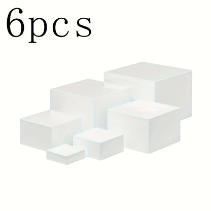6pcs Clear Acrylic Display Boxes - Durable Stackable Individual Cubes for Jewelry, Cupcakes, Donuts & Desserts, Modern Decor, Versatile Storage