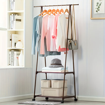 Freestanding Metal Clothes Rack with Wheels, Multi-Layer Storage Organizer, Multipurpose Hanging Coat and Clothes Stand for Home, Kitchen, Wardrobe Organization, 176.37LB Max Weight Capacity, Ideal Christmas Gift