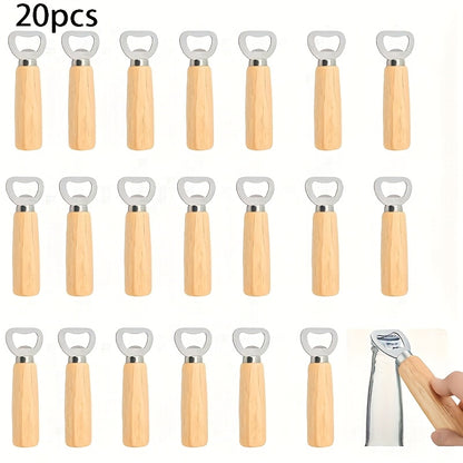 20pcs Recycled Wooden Bottle Openers - DIY Engraved Wedding Favors, Beer & Wine Openers for Weddings, Birthdays, Graduation, Christmas, Father'S Day Parties, Event Accessories, Natural Wood Design, Quality Craftsmanship