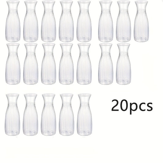 Plastic Striped Transparent Vases, Clear Vases, DIY Floral Arrangement Crafts, Suitable for Various Bouquets And DIY Decoration Displays, Festive And Home Decor, Ideal for Table Decoration, Weddings And Vase Decoration