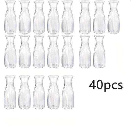 Plastic Striped Transparent Vases, Clear Vases, DIY Floral Arrangement Crafts, Suitable for Various Bouquets And DIY Decoration Displays, Festive And Home Decor, Ideal for Table Decoration, Weddings And Vase Decoration
