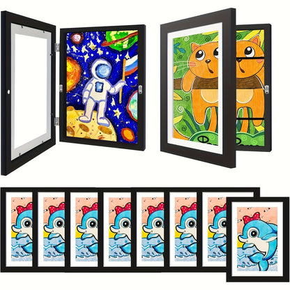 4/8pcs Recycled Wood Youngsters's Art Frames - Front-Open Replaceable 8.5x11 Picture Frames for Youngsters Drawings, Paintings & Crafts | Halloween, Christmas Gift Ideas, Keepsake Display, Wooden Art And Craft Kits