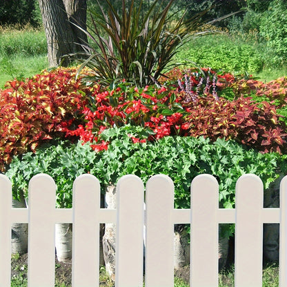 10/20/30/40pcs White PVC Garden Fence Panels - Rustic Style Durable Plastic Weather-Resistant DIY Interlocking Fence for Landscaping, Pets, Plant Support, Yard & Garden Decoration, Fence Panels, Pet Containment, Landscape Edging, Decorative Fencing