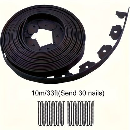 33/66ft, Landscaping Grass And Stone Isolation Belt, Thickened Retaining Strip, Lawn Garden Tree Circle, L-shaped Separation Belt, Root Belt, Black And Green