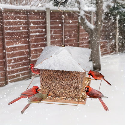 1pc Rustic Metal Bird Feeder with Squirrel Guard - Heavy-Duty Hanging Wild Bird Feeder for Garden, Patio, Backyard - No Electricity or Batteries Required, Outdoor Decorative Wildlife Feeding Station, Bird Feeders for Outside