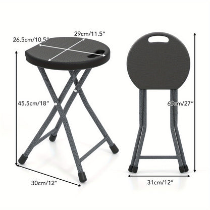 Set of 4 Folding Stools, Portable Camping Chairs with Handle, 18" Foldable Stools for Adults, Indoor Outdoor Stools for Fishing Travel Gardening Home, 330 LBS Capacity