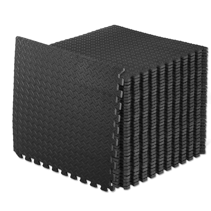 30pcs Durable EVA Foam Floor Tiles - Interlocking Waterproof Exercise Mat with Noise Reduction & Anti-Slip Diamond Pattern - Perfect for Home Gym, Easy Install & Clean