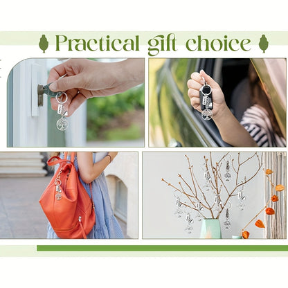 40 Sets Tree Of Life Key Rings Family Party Decorative Keychain Bulk Set with Card And Organza Pouch, Perfect Gift for Family Day