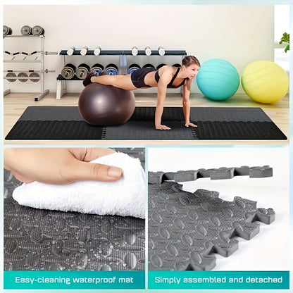 30pcs Durable EVA Foam Floor Tiles - Interlocking Waterproof Exercise Mat with Noise Reduction & Anti-Slip Diamond Pattern - Perfect for Home Gym, Easy Install & Clean