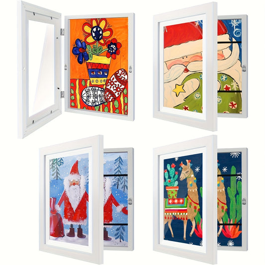 4/8pcs Recycled Wood Youngsters's Art Frames - Front-Open Replaceable 8.5x11 Picture Frames for Youngsters Drawings, Paintings & Crafts | Halloween, Christmas Gift Ideas, Keepsake Display, Wooden Art And Craft Kits