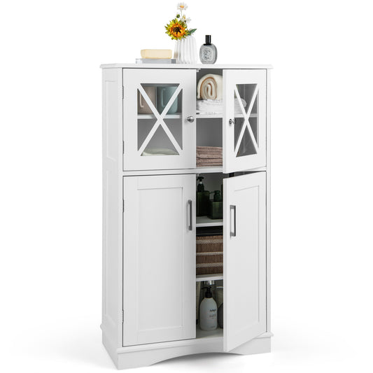 Bathroom Storage Cabinet Linen Storage Cabinet with Doors and Adjustable Shelves