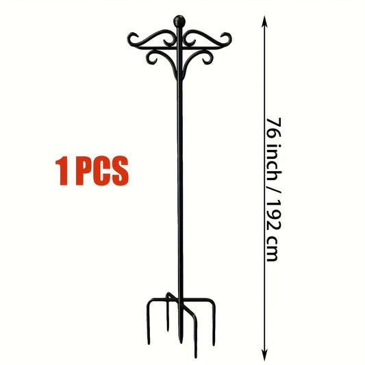 1/2pcs Heavy Duty Double-Sided Garden Hooks - Sturdy 5-Prong Metal Poles for Bird Feeders, Planters & Lanterns | Weather-Resistant Outdoor Decor, Effortless Setup