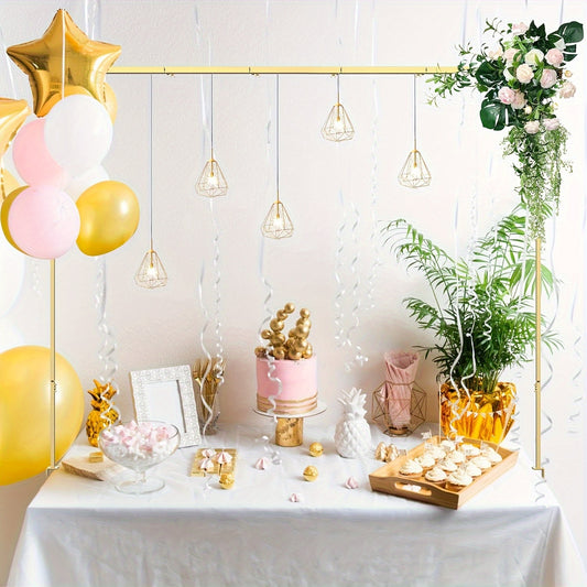 Adjustable Golden & Black Metal Tabletop Arch Stand with Clamps - Versatile Event Decor for Weddings, Parties, Holidays - Perfect for Floral Arrangements, Photo Backdrops & Festive Centerpieces - Sturdy Decorative Stand for Table Displays