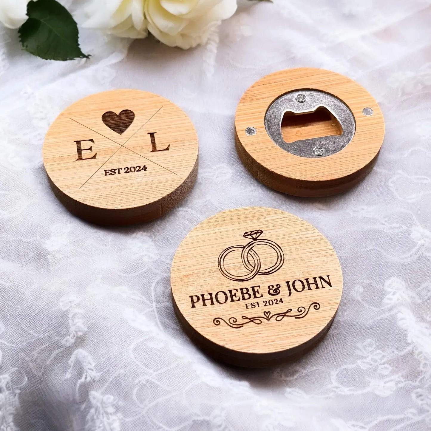 20Pcs Round Bamboo Bottle Opener