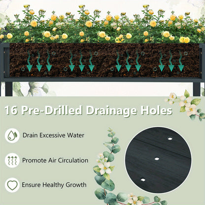 HIPS Raised Garden Bed Poly Wood Elevated Planter Box w/ Legs, Storage Shelf