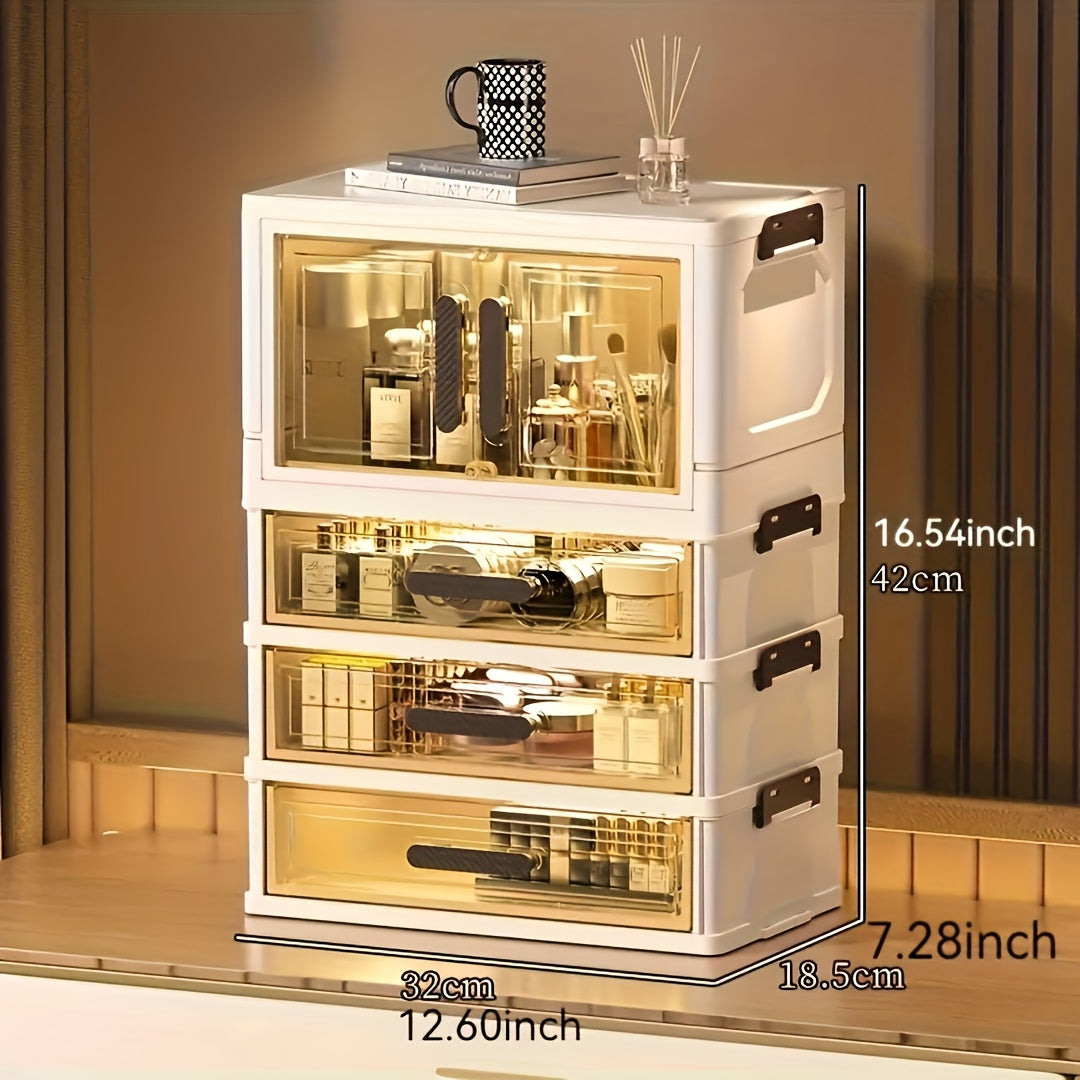 Foldable Large-Capacity Cosmetic Storage Cabinet, File Storage Box, Large Drawer Unit, Transparent Drawer Cabinet, Suitable For Storing Cosmetics, Skincare Products, Documents, And Books
